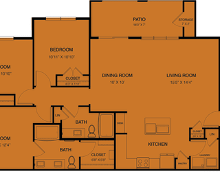 the floor plan of the living area and the dining room