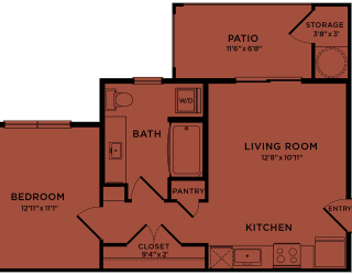 E2 80% MFI affordable studio / efficiency apartment floorplan at Bridge at Paloma