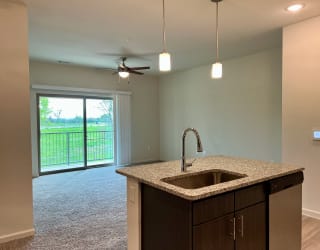 B1 Kitchen & Living Area at Delco Flats, Austin Texas