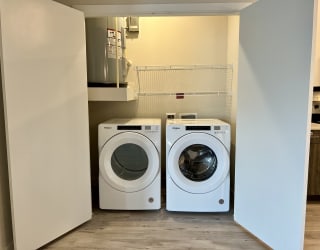 a washer and dryer in a laundry room