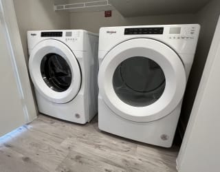 a washer and a dryer in a laundry room