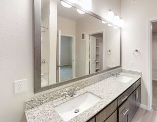 Double-Sink Vanities at Three Hills Apartments in Austin, TX