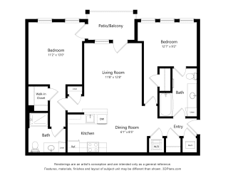 Sycamore Floor Plan at Montgomery Place Apartments, Illinois, 60538