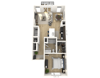 A1-1 Floor Plan at Upper Vue Flats, Dublin, Ohio