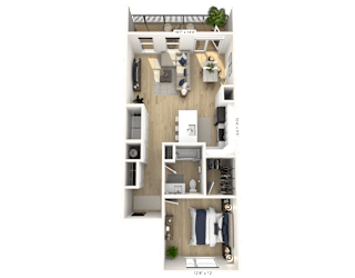 A1-2 Floor Plan at Upper Vue Flats, Dublin, OH, Ohio, 43016