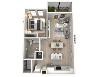 A13 - 1 Bedroom 1 Bathroom Floor plan | 750 Sq. Ft. at Ironwood Flats, Brandon, 33511