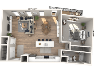 A21 - 1 Bedroom 1 Bathroom Floor plan | 919 Sq. Ft. at Ironwood Flats, Brandon, FL, 33511