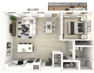 1 bed 1 bath A at Luxe 360 on Centerpointe Apartments, Midlothian, 23114