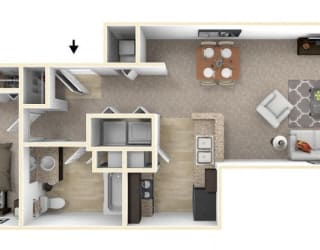 1-Bed/1-Bath, Amethyst Floor Plan at Badger Canyon, Kennewick, WA, 99338