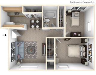 Standard Two Bedroom Floor Plan at Apple Ridge Apartments, Michigan