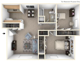 Two Bedroom Deluxe Floor Plan at Apple Ridge Apartments, Michigan, 49534