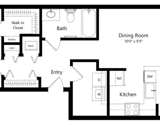 a floor plan of a home at The Harbours Apartments, Clinton Twp, MI