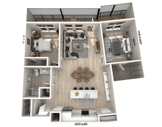 B12 - 2 Bedroom 1 Bathroom Floor plan | 1,026 Sq. Ft. at Ironwood Flats, Brandon, FL