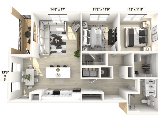 2 bed 1 bath B at Luxe 360 on Centerpointe Apartments, Virginia