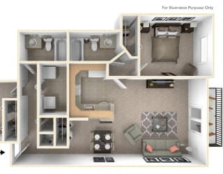 2-Bed/2-Bath, Bouvardia Floor Plan at Northport Apartments, Macomb, 48044