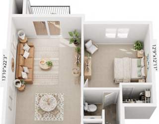 2 Bed 2 Bath Two Bedroom - Two Bathroom Floor Plan at Brentwood Park Apartments, La Vista, NE, 68128