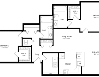 a floor plan of a houseat The Harbours Apartments, Clinton Twp, MI