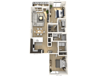 C1 Floor Plan at Upper Vue Flats, Ohio, 43016