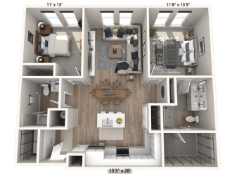 C11 - 2 Bedroom 2 Bathroom Floor plan | 1,092 Sq. Ft. at Ironwood Flats, Brandon, 33511