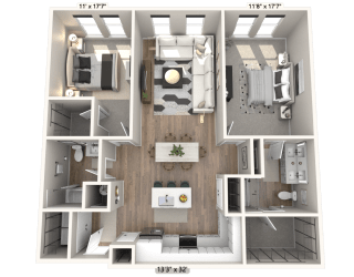 C12 - 2 Bedroom 2 Bathroom Floor plan | 1,254 Sq. Ft. at Ironwood Flats, Brandon, Florida
