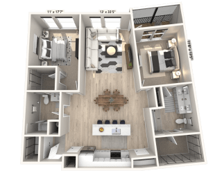 C21 - 2 Bedroom 2 Bathroom Floor plan at Ironwood Flats, Florida