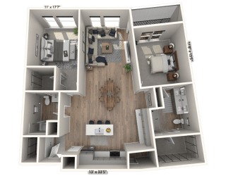 C23 - 2 Bedroom 2 Bathroom Floor plan | 1,237 Sq. Ft. at Ironwood Flats, Brandon, FL, 33511
