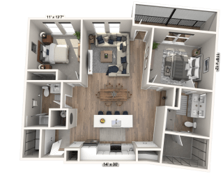 C31 - 2 Bedroom 2 Bathroom Floor plan | 1,204 Sq. Ft. at Ironwood Flats, Brandon, FL