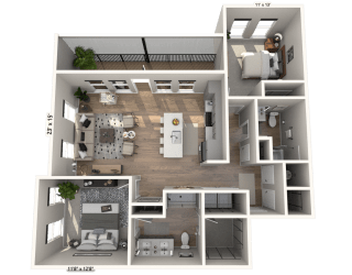 C41 - 2 Bedroom 2 Bathroom Floor plan | 1,117 Sq. Ft. at Ironwood Flats, Brandon, 33511