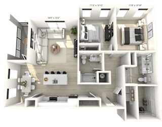 2 bed 2 bath F at Luxe 360 on Centerpointe Apartments, Midlothian, Virginia