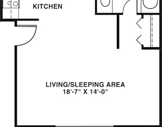 Studio floor plan at Concord Place Apartments, Kalamazoo, MI