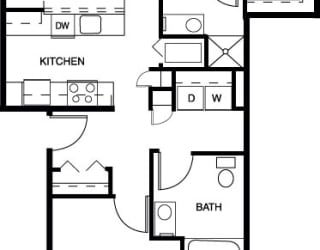 Two bedroom floor plan at Copper Creek Apartment Homes, Maize, KS, 67101