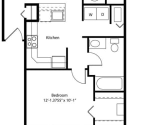 Two bedroom two bath renovated 2D floor plan at The Crossings Apartments in Grand Rapids, MI