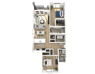 D1-1 Floor Plan at Upper Vue Flats, Dublin, OH, 43016