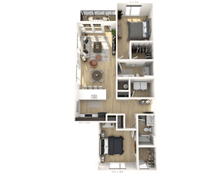 D1-2 Floor Plan at Upper Vue Flats, Dublin, OH