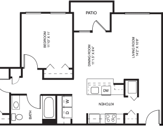 Dogwood one bedroom 2D floor plan at Meadowbrooke Apartment Homes in Grand Rapids, MI 49512