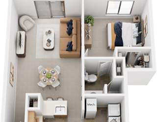 Two Bedroom Two Bath 3D Floorplan | 958-991 Sq. Ft at Dupont Lakes Apartments, Fort Wayne, 46825