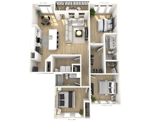 E1 Floor Plan at Upper Vue Flats, Dublin, 43016