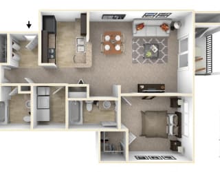 2-Bed/2-Bath, Emerald Floor Plan at Badger Canyon, Kennewick, WA