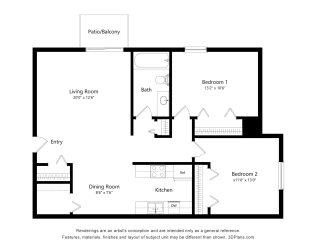Dahlia Floor Plan at Fox Pointe Apartments, Illinois