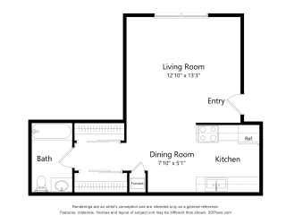 Lunaria Floor Plan at Fox Pointe Apartments, East Moline, IL