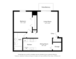 Magnolia Floor Plan at Fox Pointe Apartments, East Moline, Illinois
