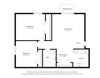 Marigold Floor Plan at Fox Pointe Apartments, East Moline