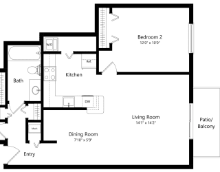 a floor plan of a houseat The Harbours Apartments, Michigan, 48038