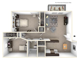 2-Bed/1-Bath, Iris Floor Plan at Eastgate Woods Apartments, Ohio, 45103