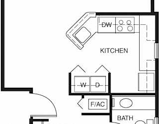 One bedroom end 2D floor plan at Limestone Creek Apartment Homes, Alabama
