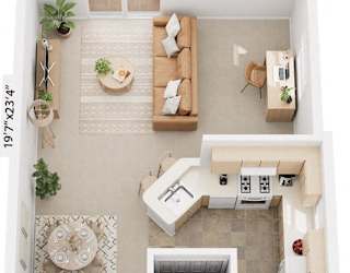 One Bedroom End Floor Plan at Limestone Creek Apartment Homes, Alabama