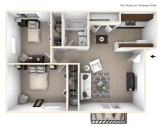 Marigold Floor Plan at The Village Apartments, Wixom, MI, 48393