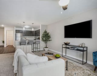a living room with a couch and a tv at Meadowbrooke Apartment Homes, Grand Rapids
