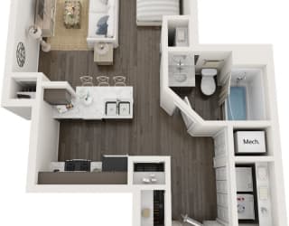Studio floor plan at Meadowbrooke Apartment Homes in Grand Rapids, MI 49512