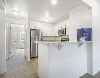 two bedroom kitchen with snack bar at North Pointe Apartments, Indiana, 46514